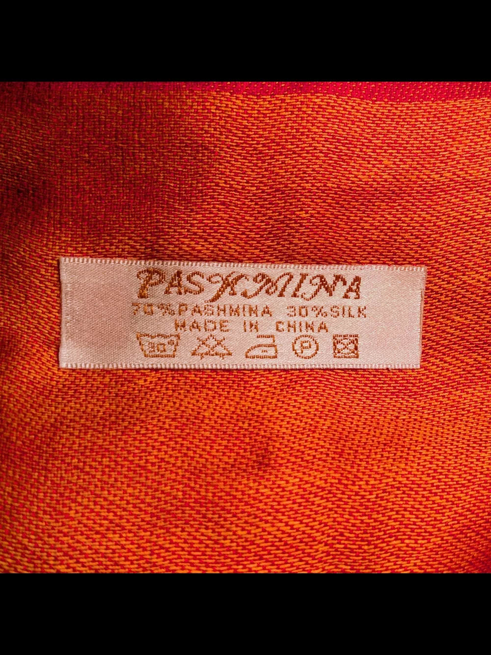 Y2K Vintage Pashmina Silk Shawl Wrap Reversible Two-Tone Orange Red NWOT 72x28